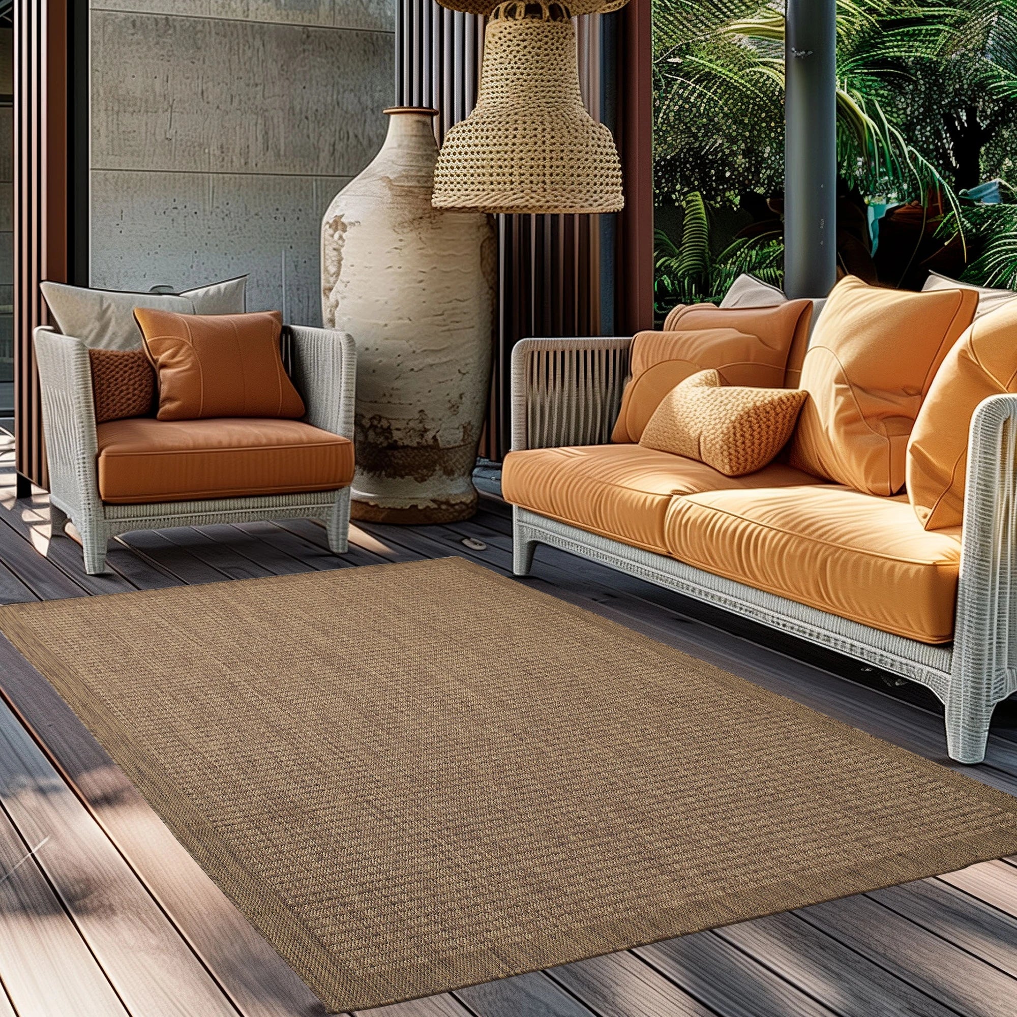 Flatweave Minimalist Woven Area Rug | Brown