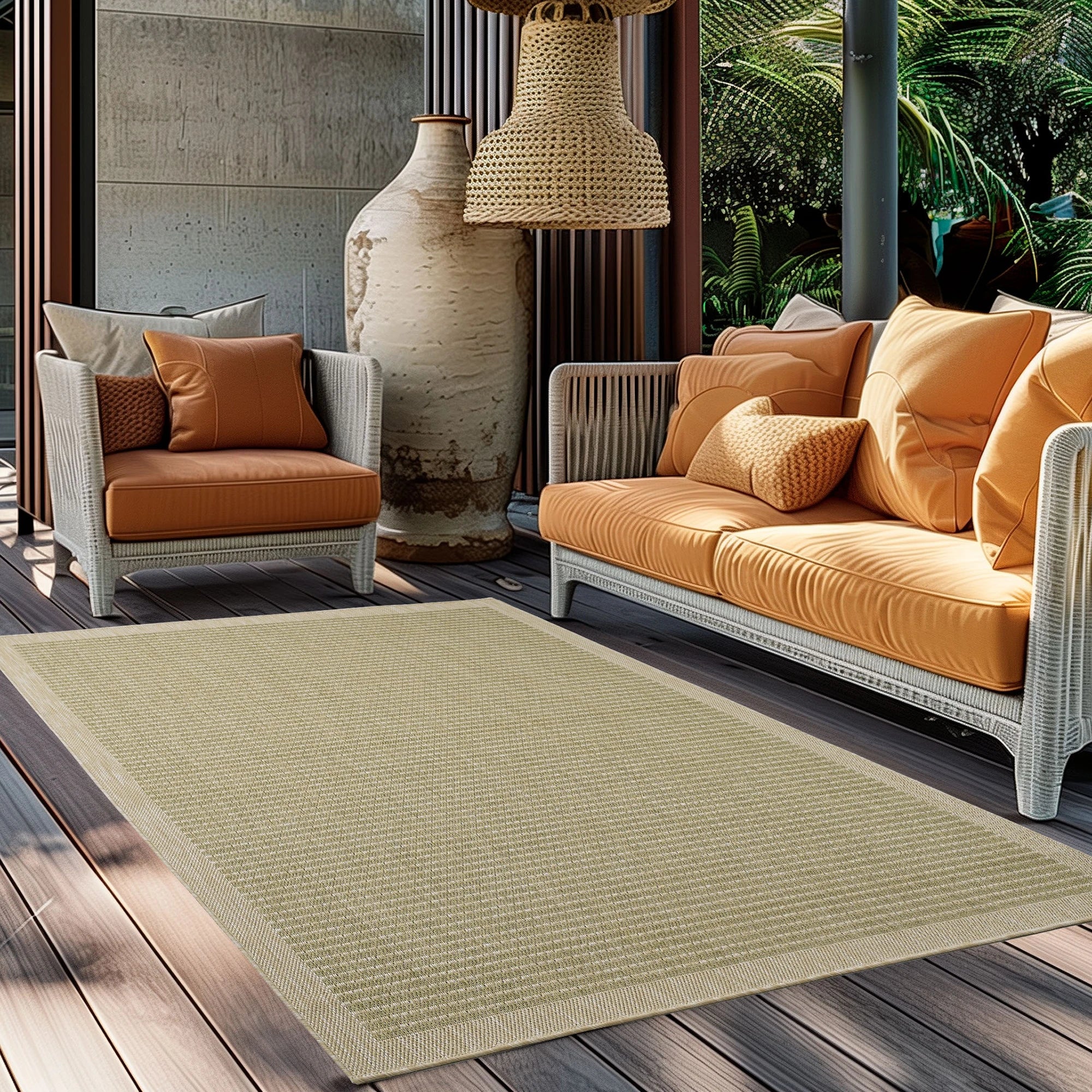 Flatweave Minimalist Woven Area Rug | Green