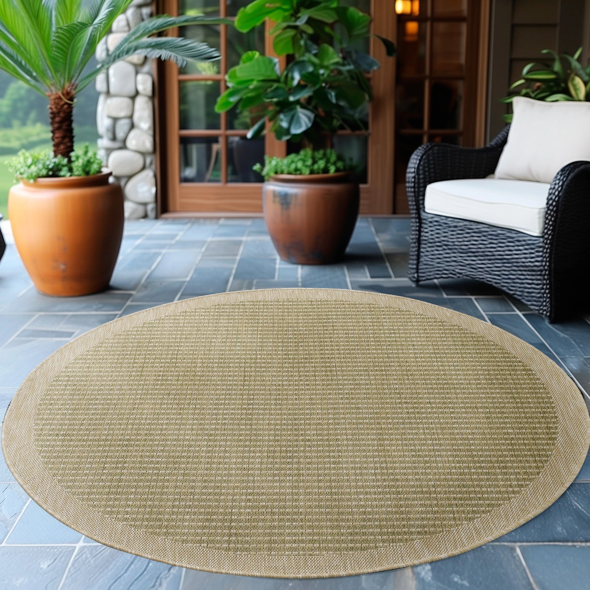 Flatweave Minimalist Woven Area Rug | Green