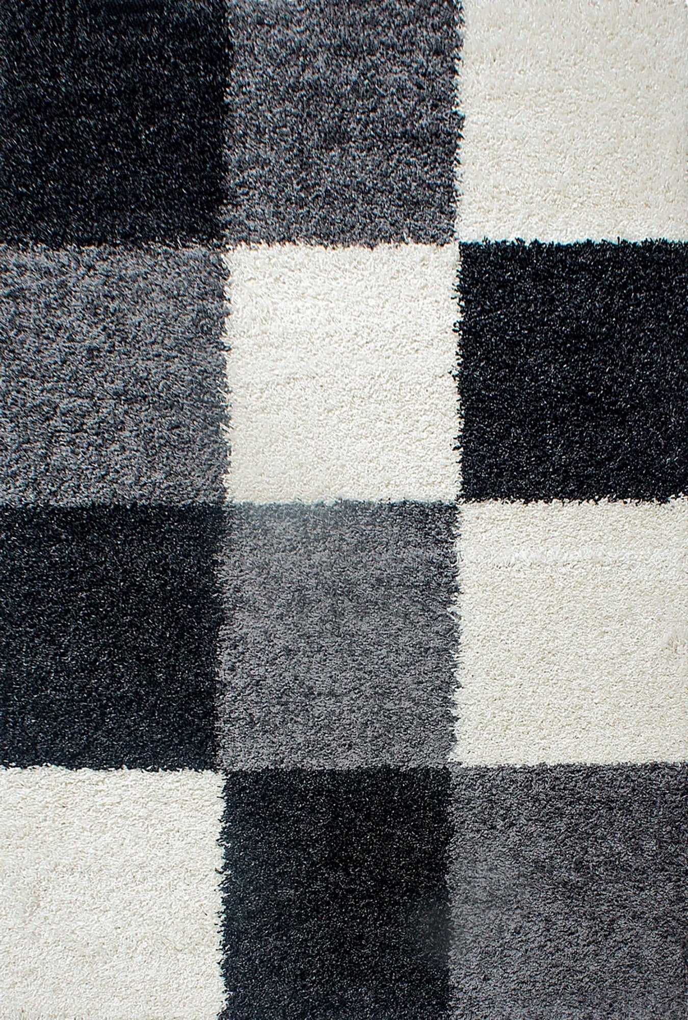 Grid Checkered Chic Floor Rug | Black