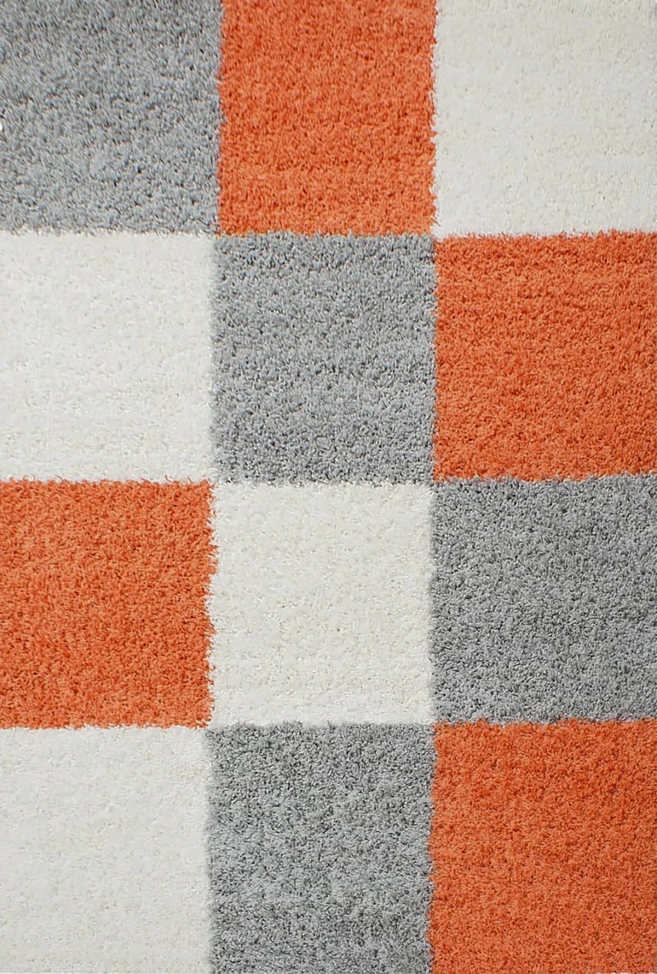 Grid Checkered Chic Floor Rug | Terracotta