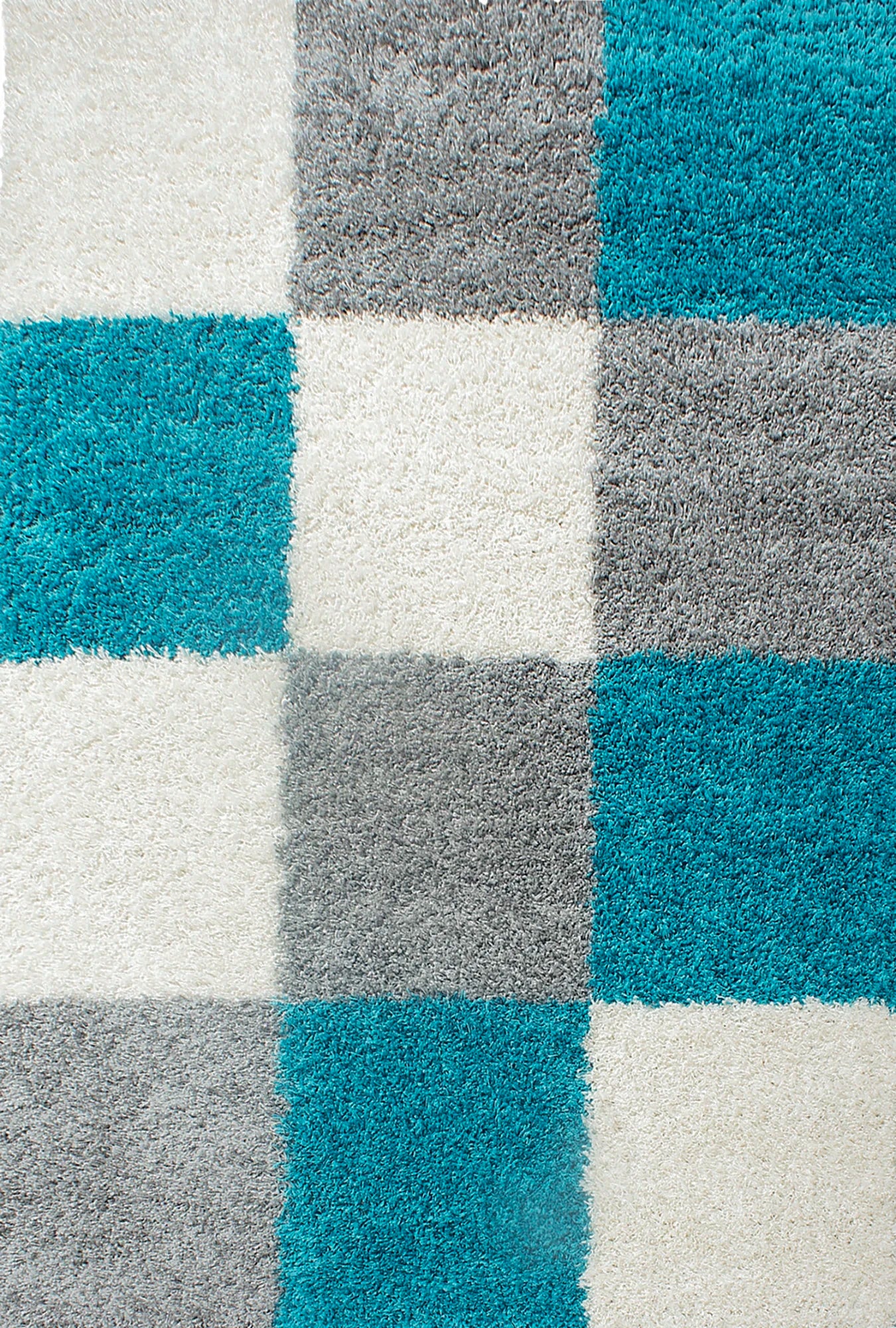 Grid Checkered Chic Floor Rug | Turquoise