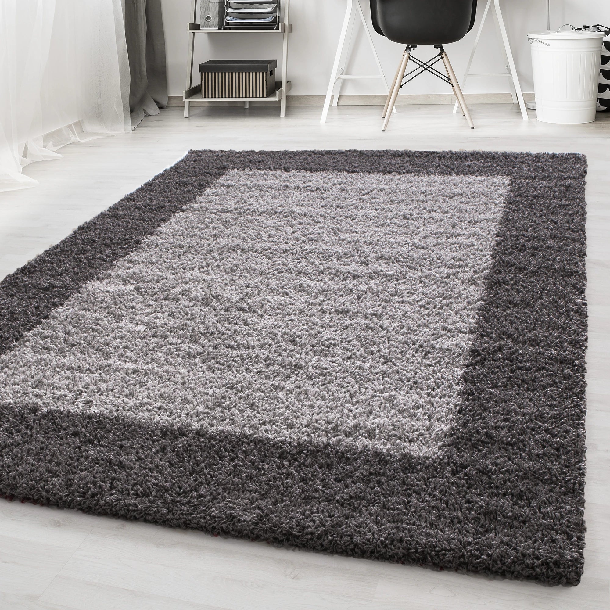 Bordered Elegant Area Rug Modern | Gray