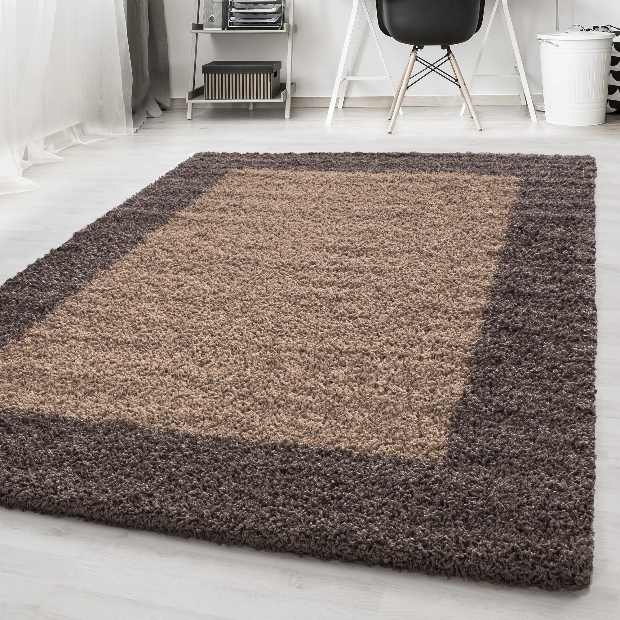 Bordered Elegant Area Rug Modern | Taupe