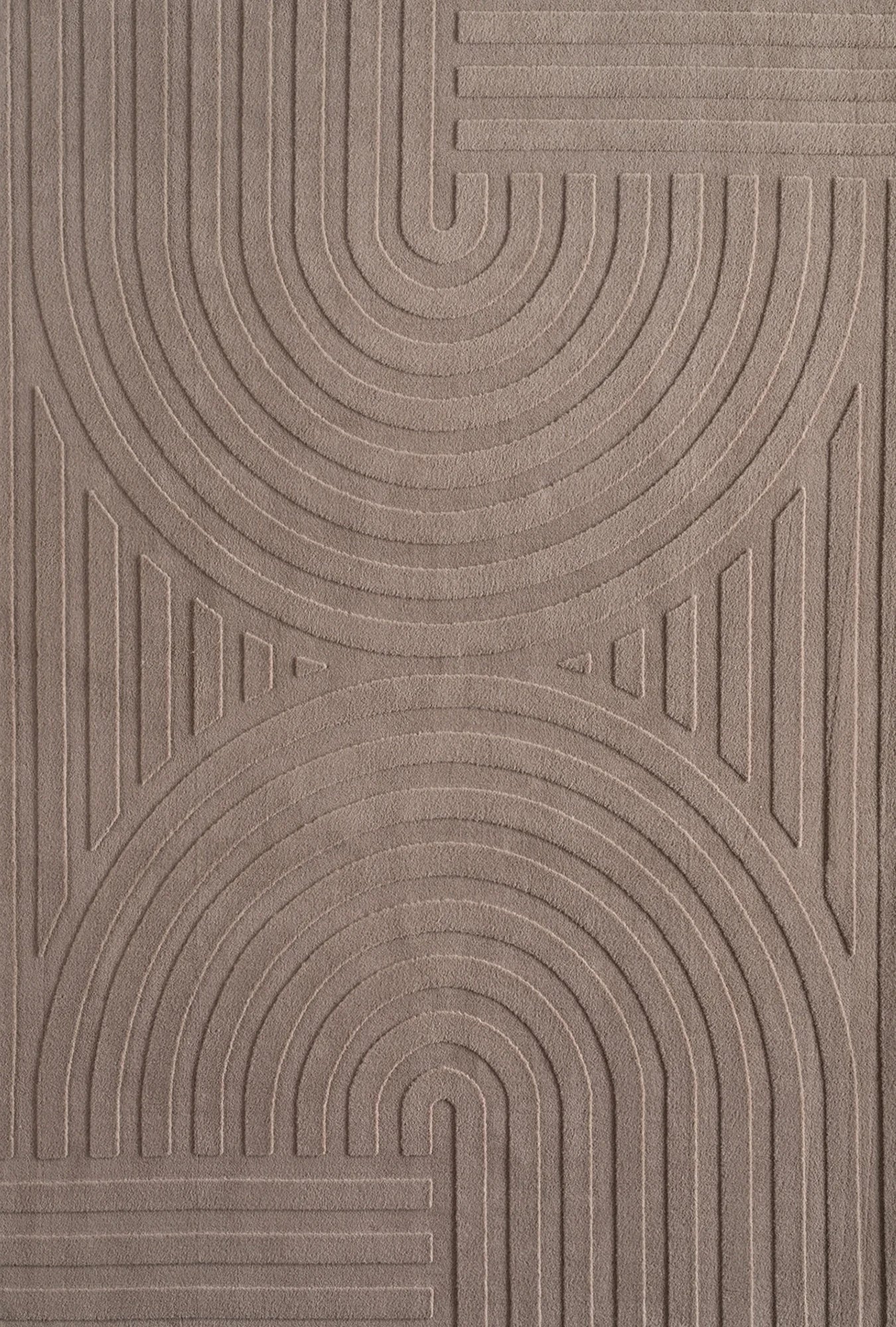 Contemporary Half-Moon Geometric Stripe Rug | Beige