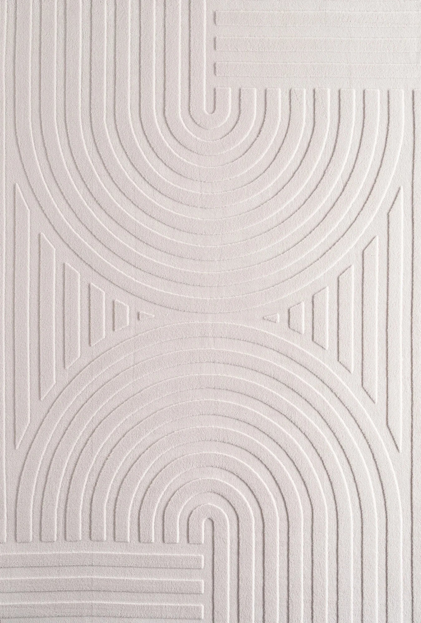 Contemporary Half-Moon Geometric Stripe Rug | Cream
