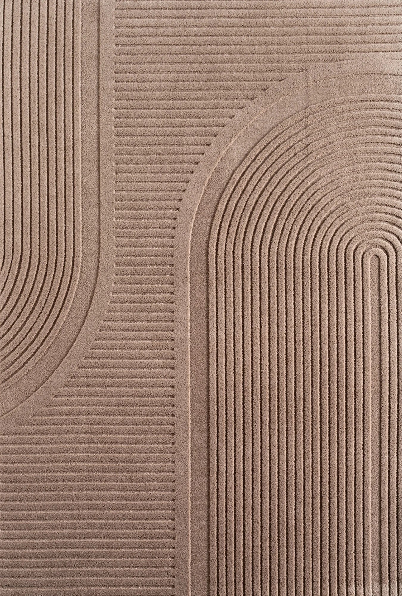 Modern Grooved Wavy Line Area Rug | Beige