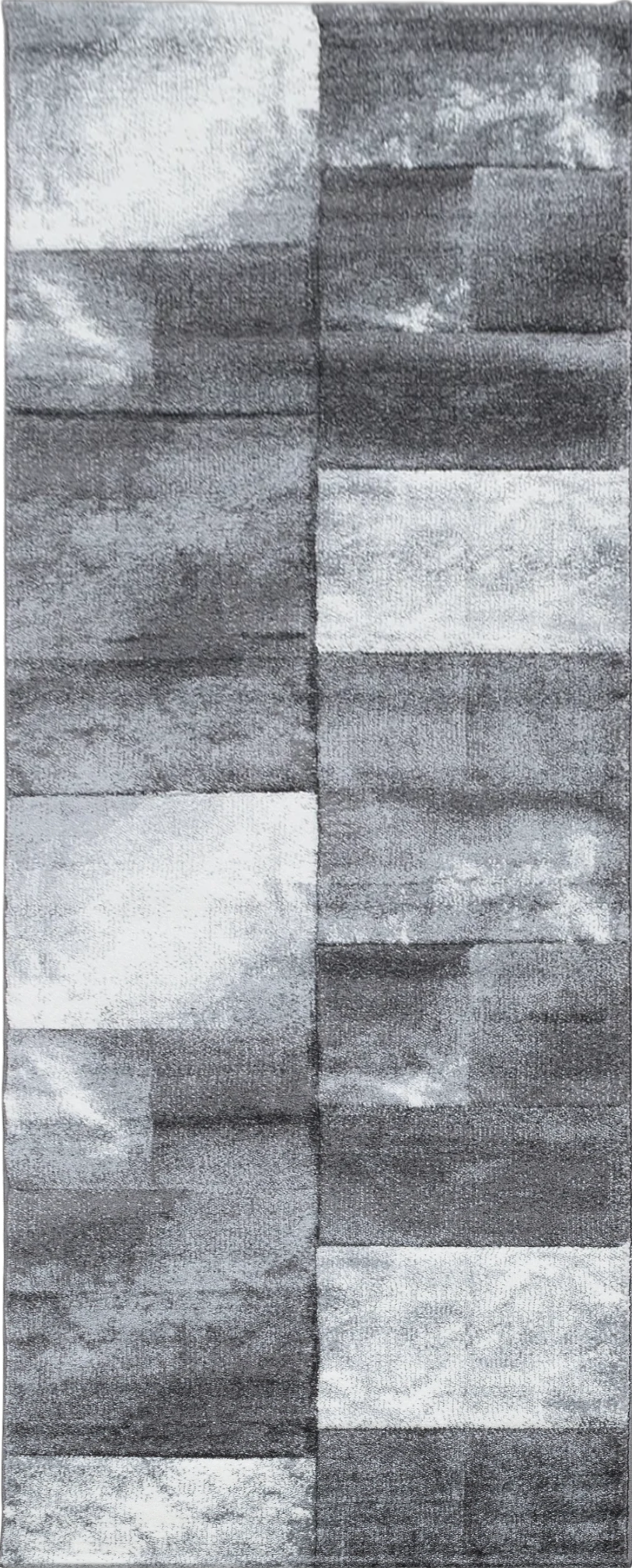 Abstract Distressed Block Pattern Area Rug | Gray