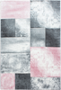 Abstract Distressed Block Pattern Area Rug | Pink 