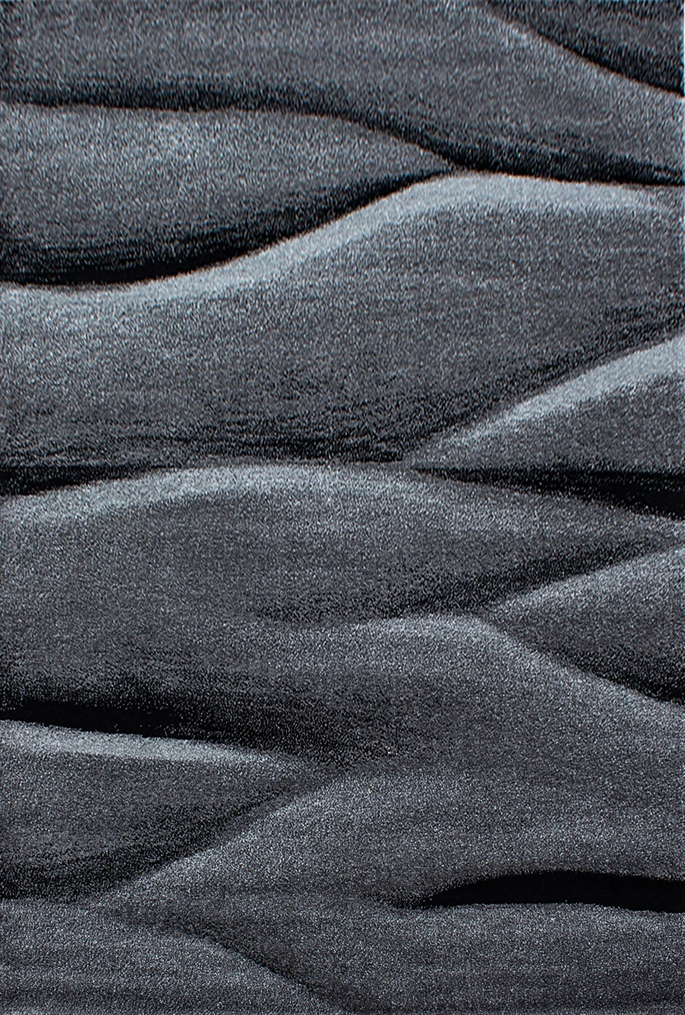 Sculpted Shag Wave Pattern Carpet | Black