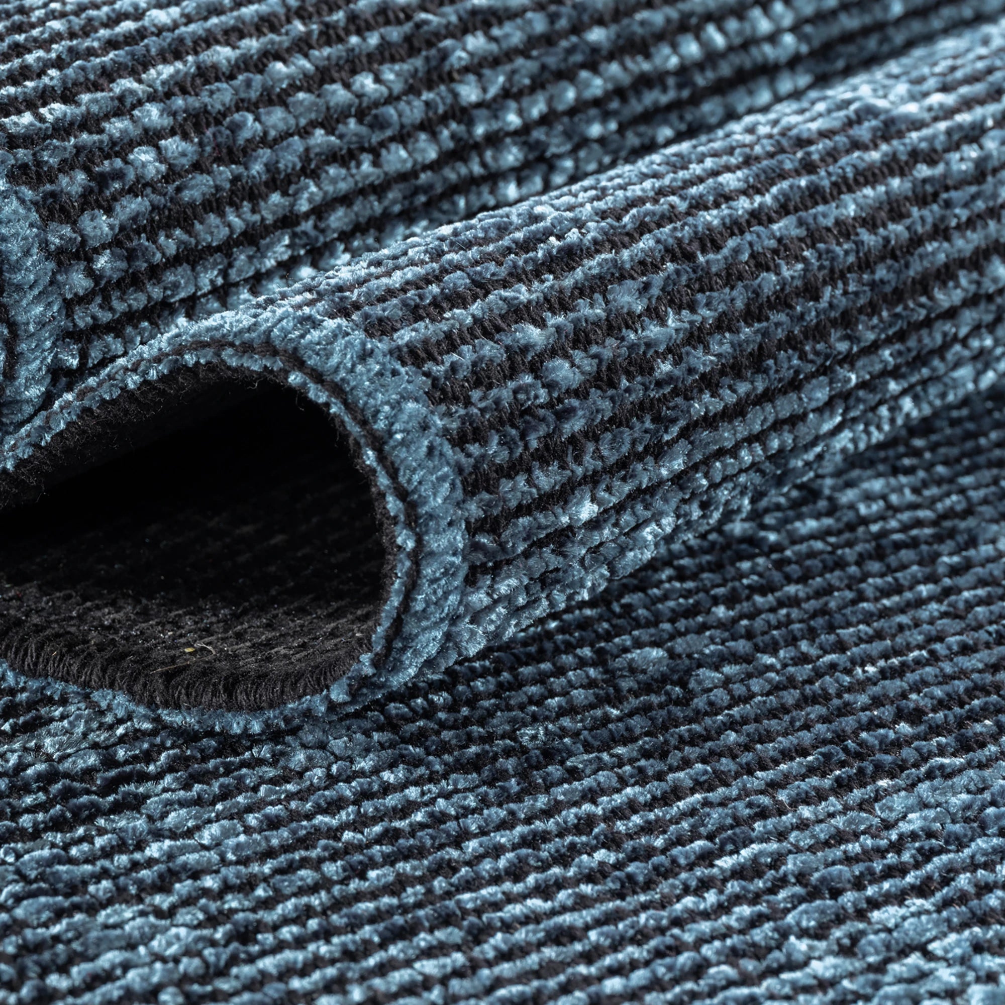 Modern Ribbed Textured Rug | Blue