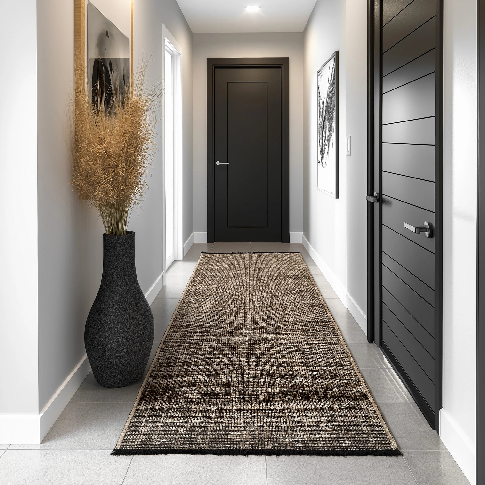 Modern Ribbed Textured Rug | Brown
