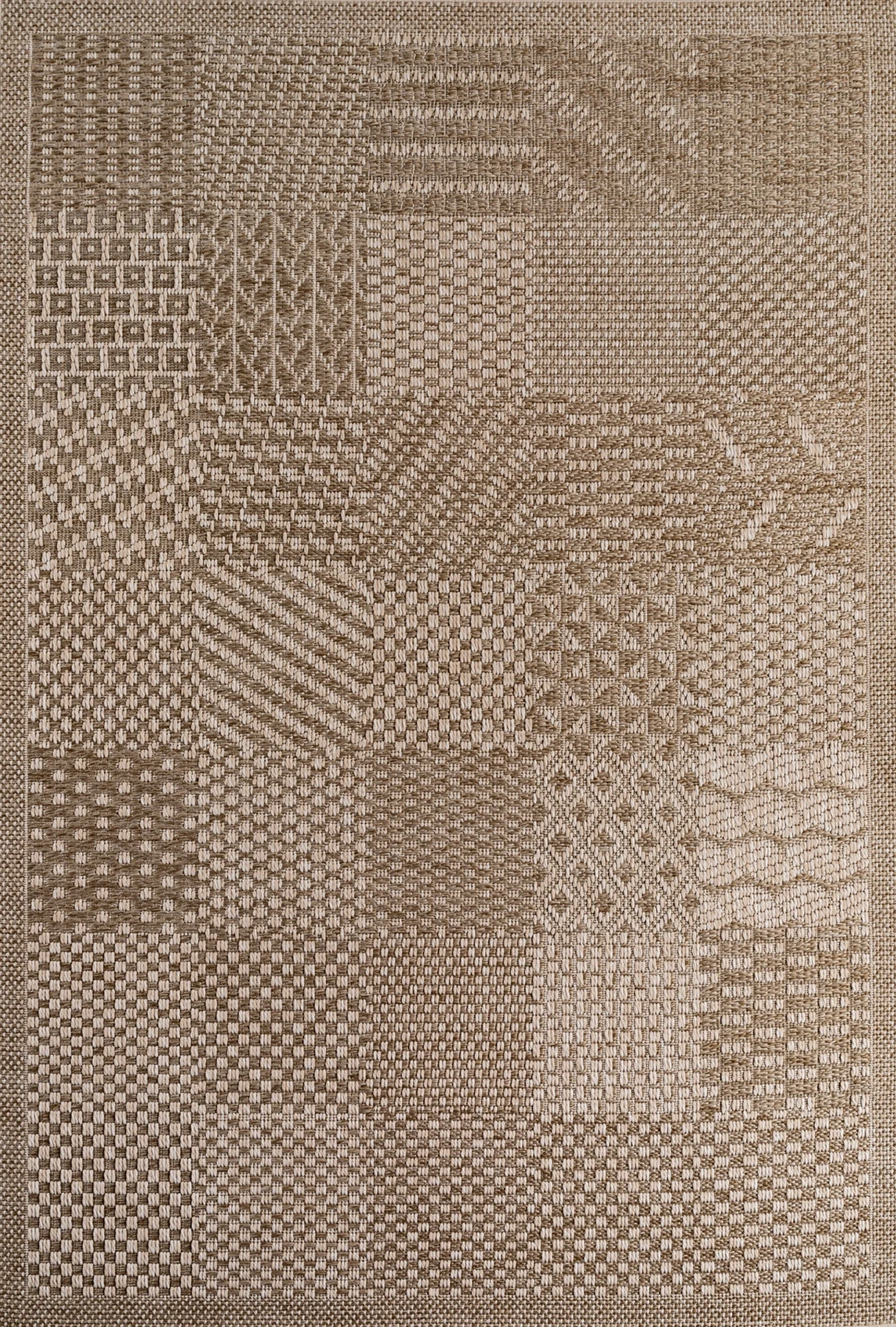 Plaid Checkerboard Patio Rug | Beige