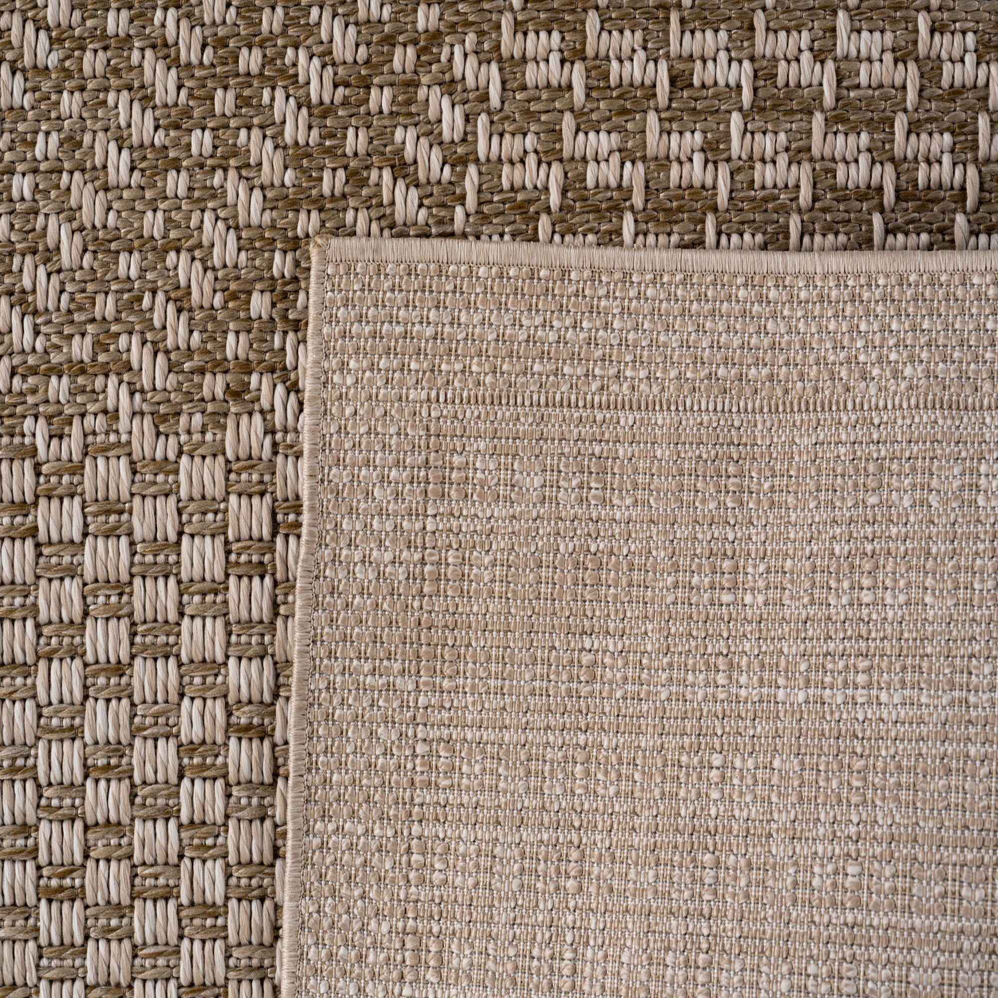 Plaid Checkerboard Patio Rug | Beige