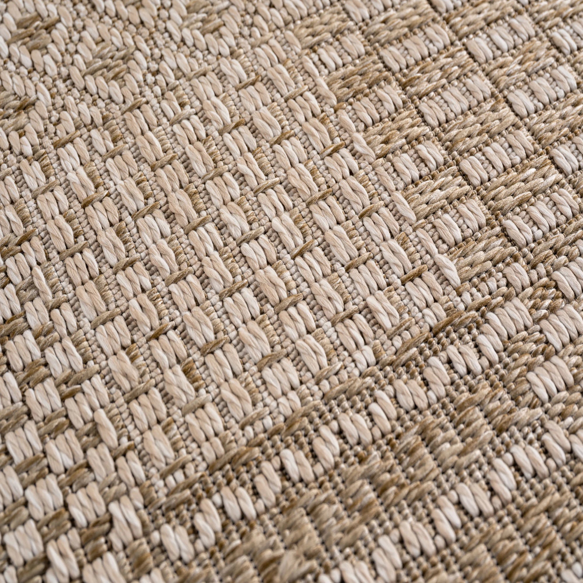 Plaid Checkerboard Patio Rug | Beige