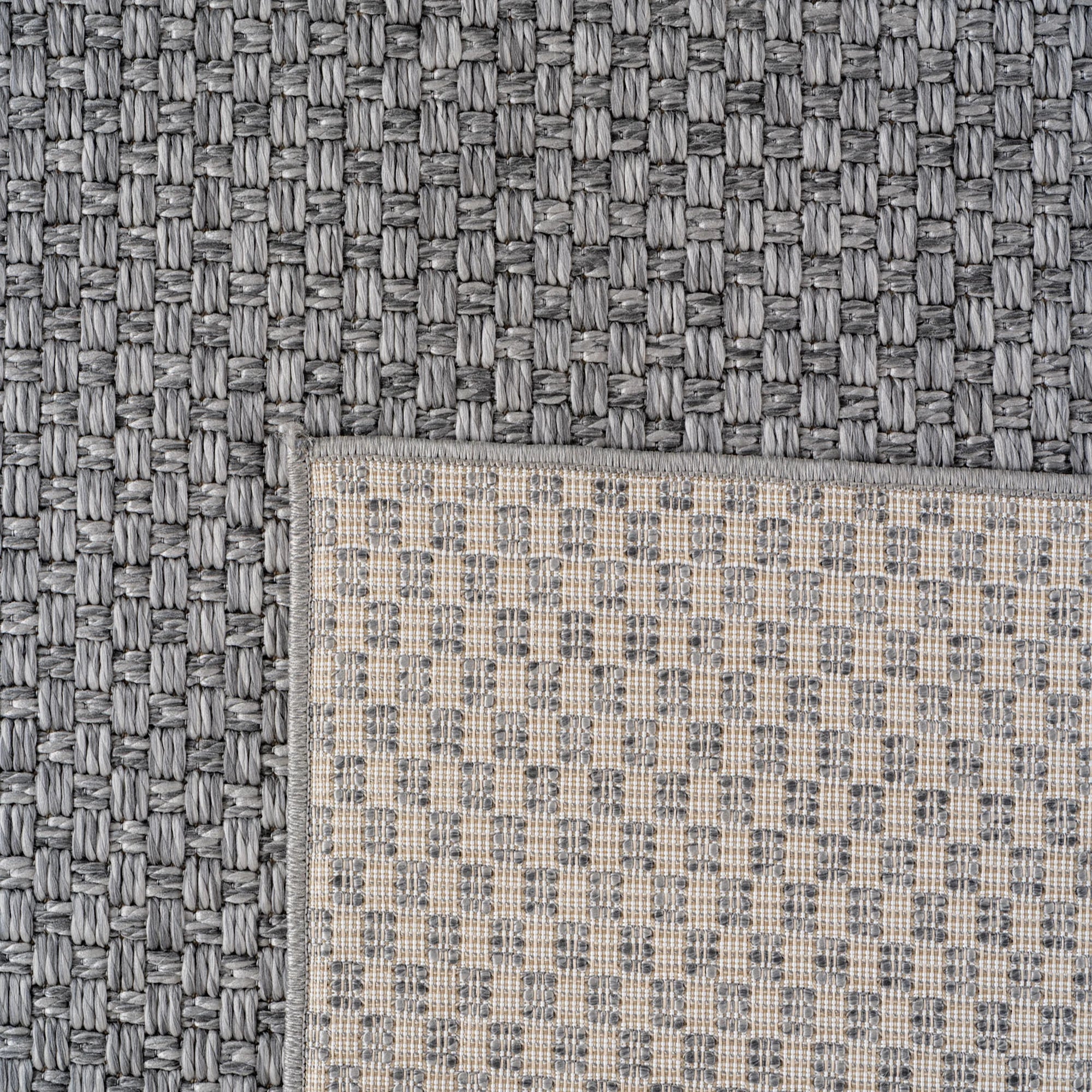 Durable Patio Solid Flatweave Area Rug | Gray