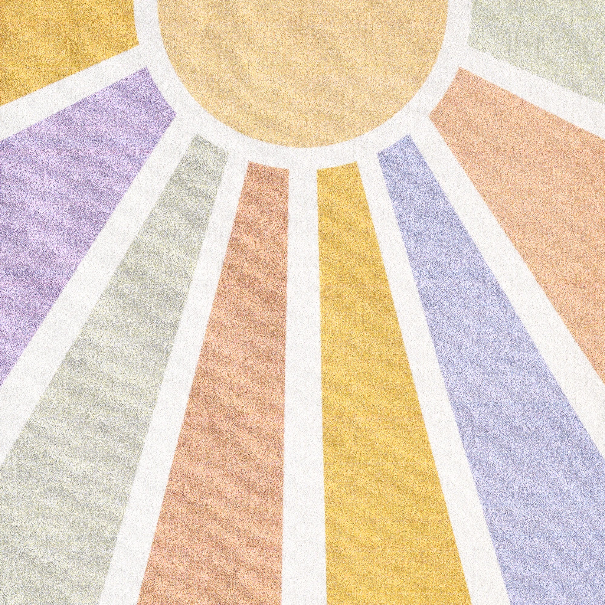 Retro Sun Ray Stripe Pattern Kids Room Rug | Multi