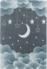 Night Sky Cloud Pattern Playroom Kids Rug | Blue 