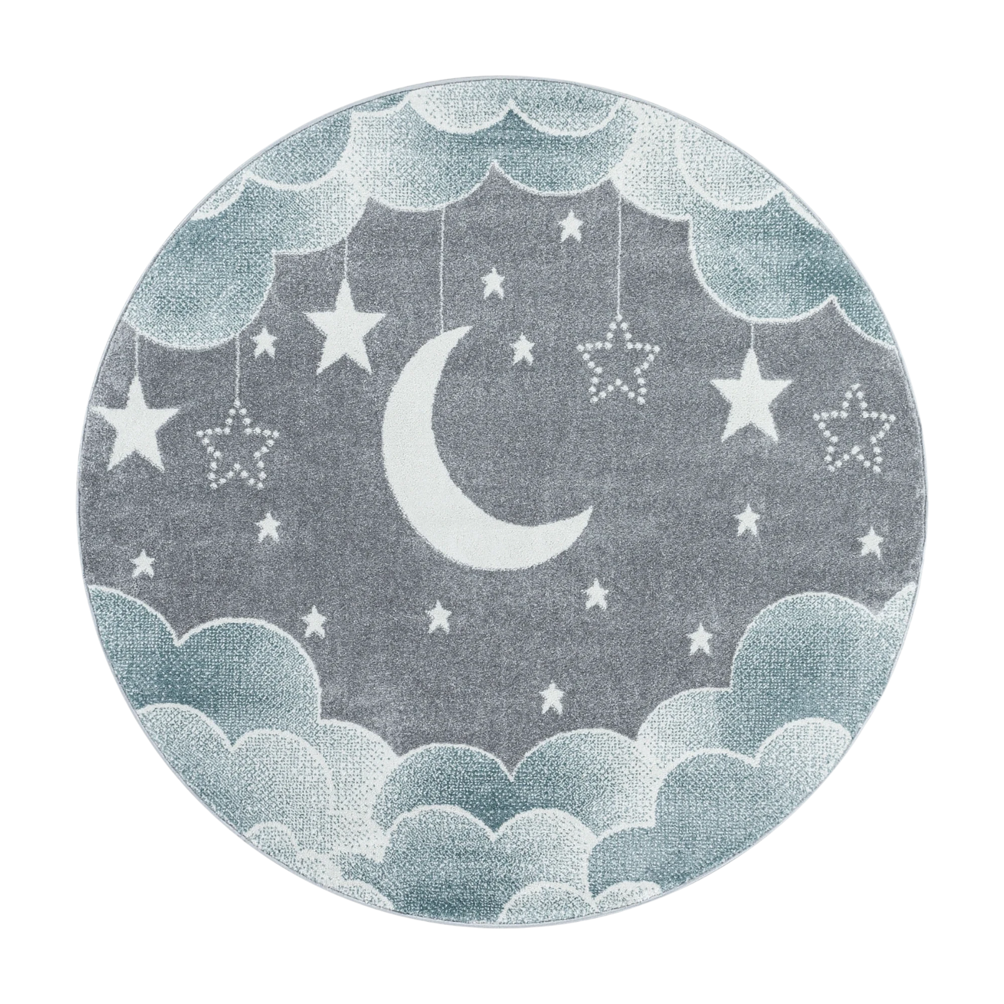 Night Sky Cloud Pattern Playroom Kids Rug | Blue