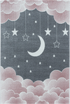 Night Sky Cloud Pattern Playroom Kids Rug | Pink Pink