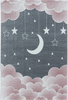 Night Sky Cloud Pattern Playroom Kids Rug | Pink 