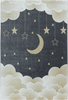 Night Sky Cloud Pattern Playroom Kids Rug | Yellow 