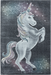 Majestic Unicorn Rainbow Mane Kids Rug | Gray Gray