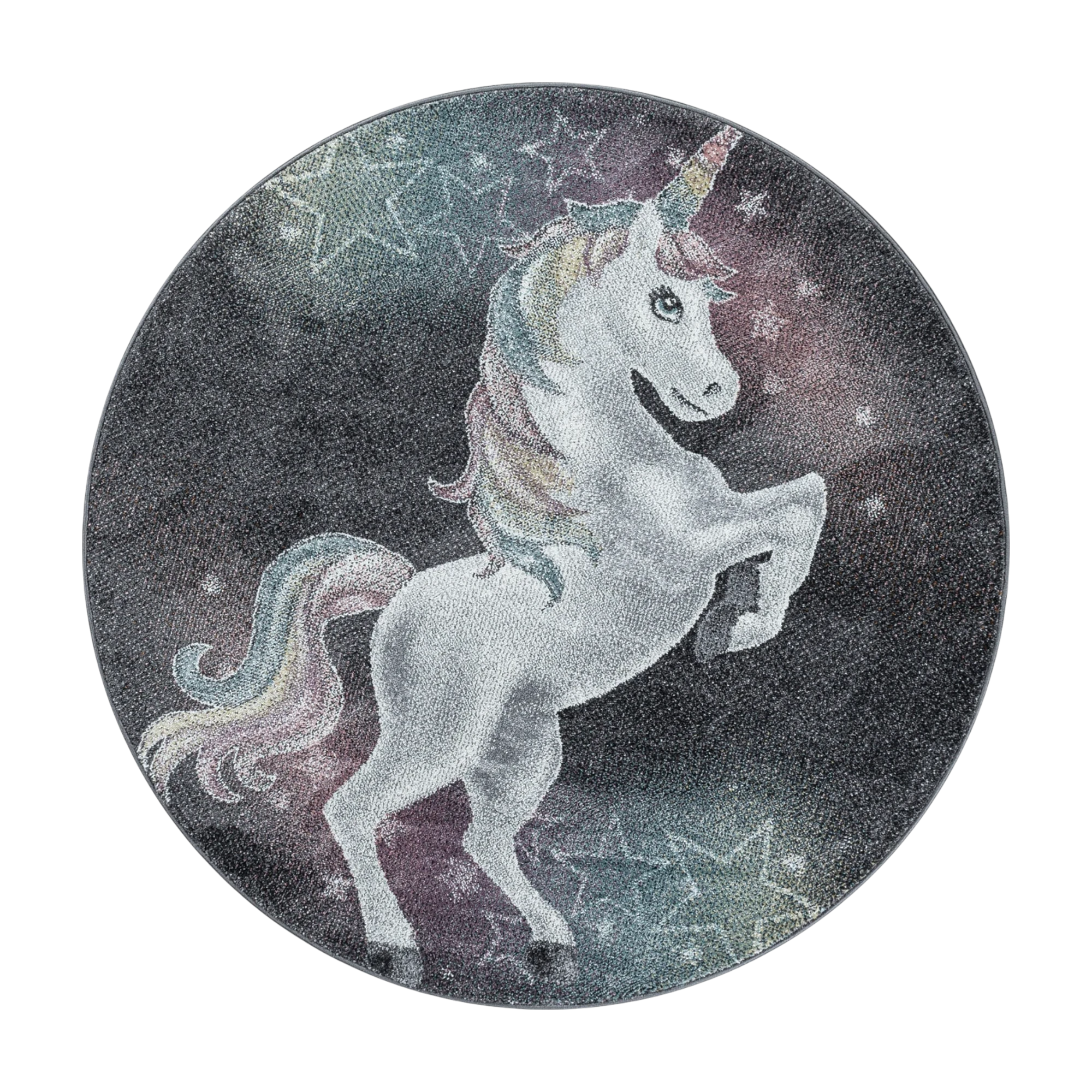 Majestic Unicorn Rainbow Mane Kids Rug | Gray