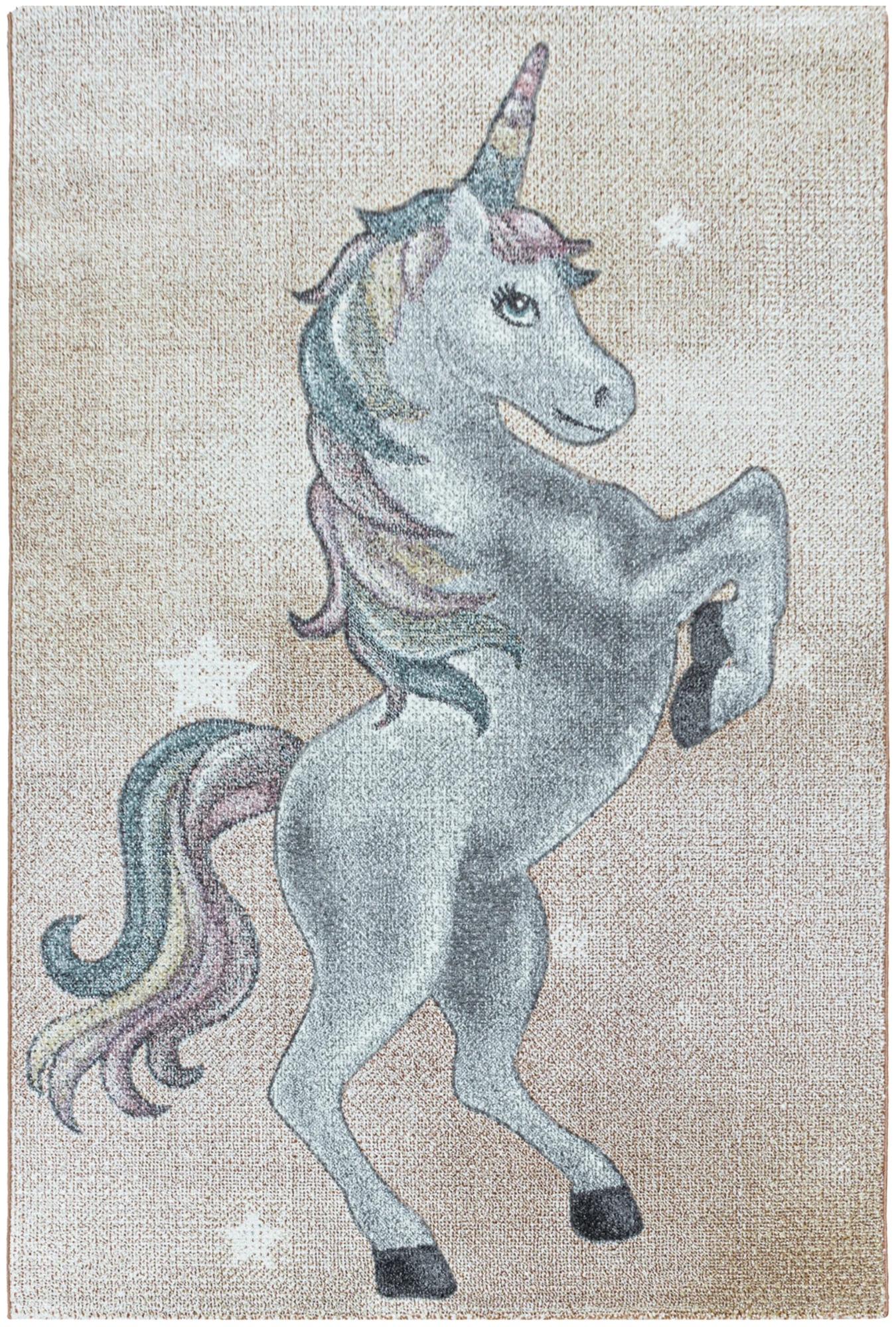 Majestic Unicorn Rainbow Mane Kids Rug | Yellow