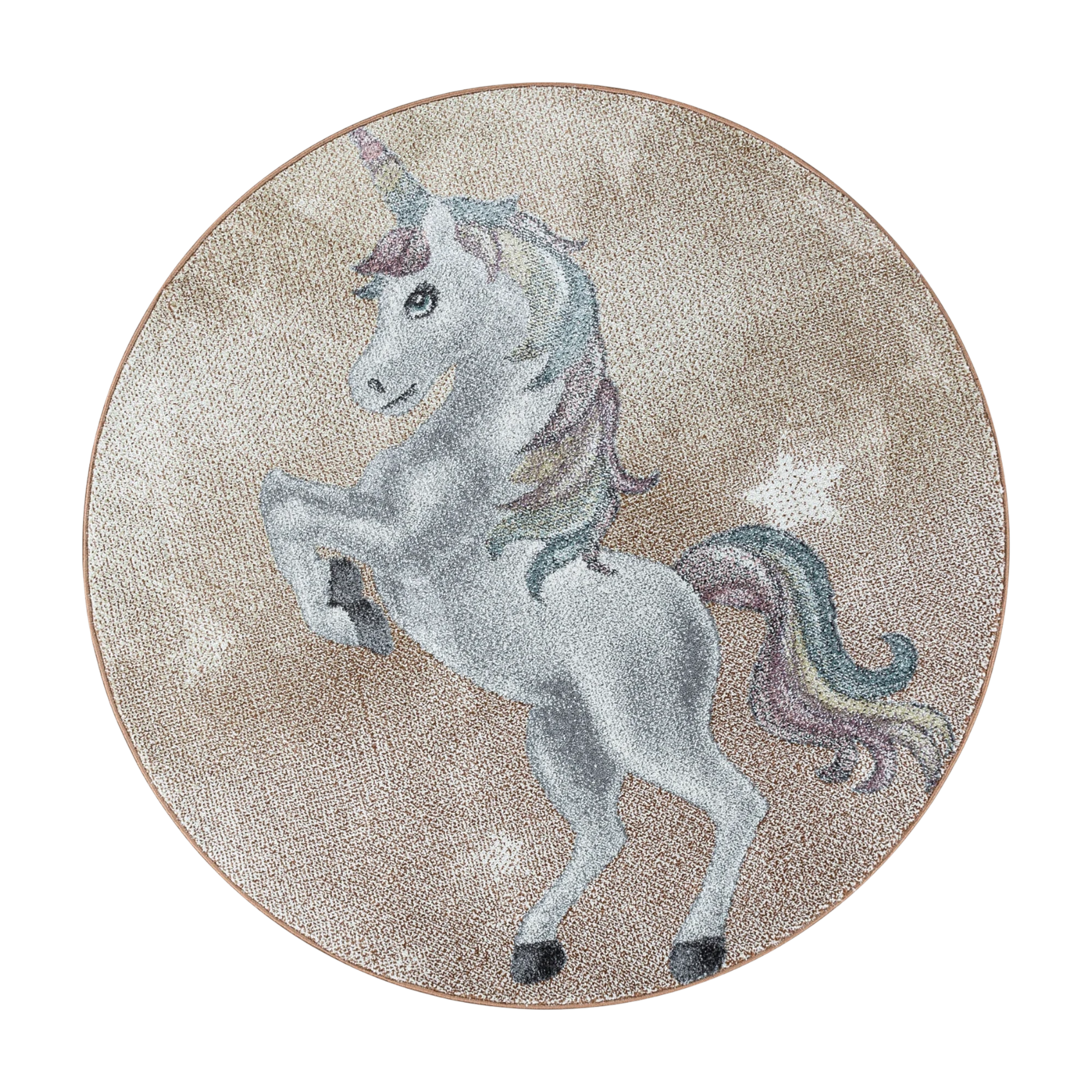 Majestic Unicorn Rainbow Mane Kids Rug | Yellow