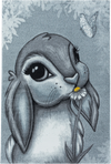 Adorable Bunny Rabbit Portrait Kids Rug | Blue Blue
