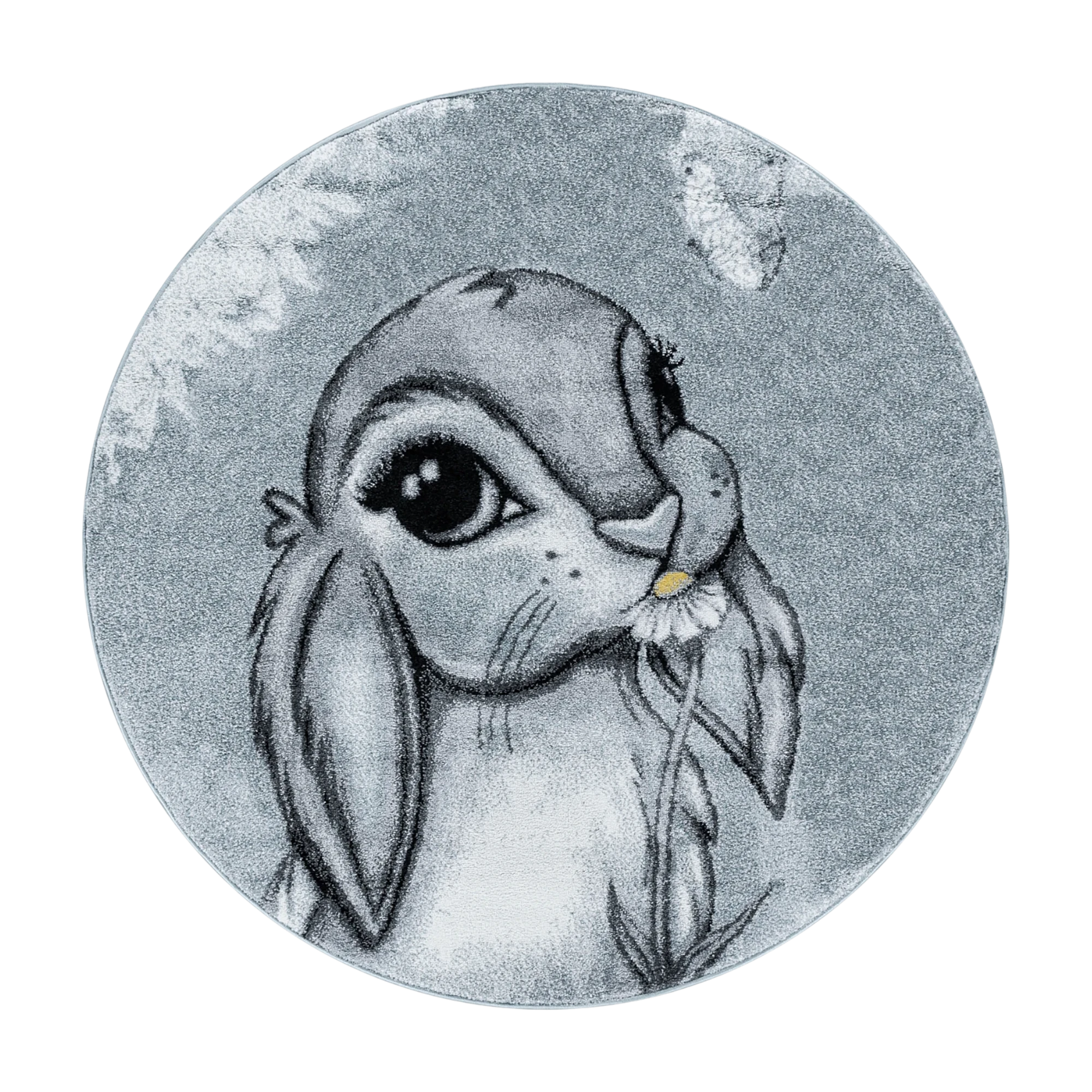 Adorable Bunny Rabbit Portrait Kids Rug | Blue