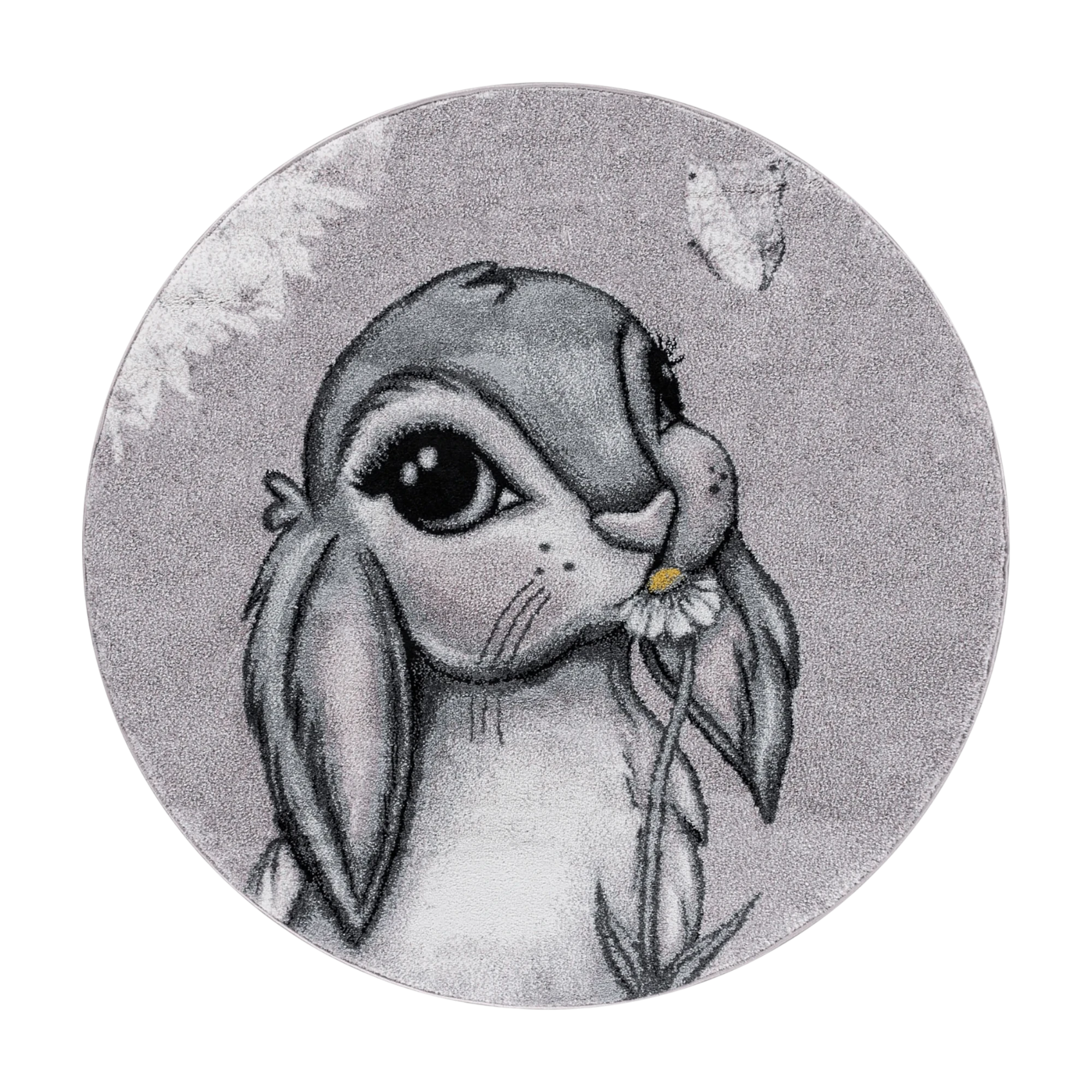 Adorable Bunny Rabbit Portrait Kids Rug | Pink