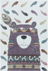 Boho Tribal Bear with Feathers Kids Rug | Violet 