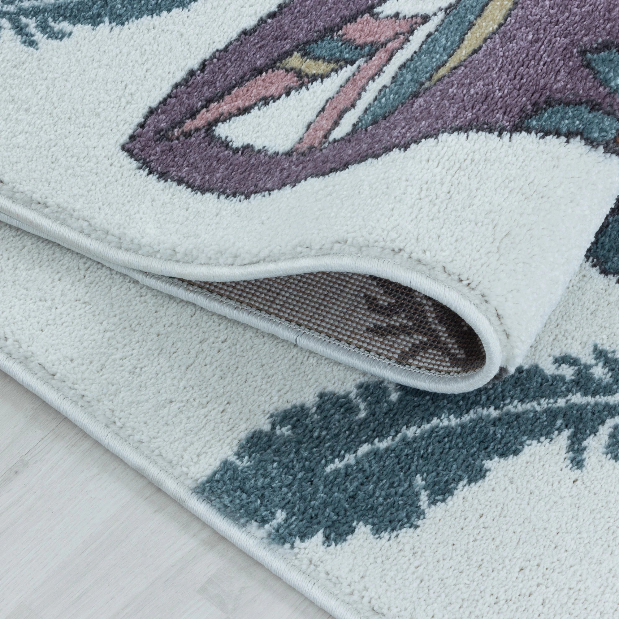 Boho Tribal Bear with Feathers Kids Rug | Yellow