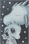 Cute Dragon Mom & Baby Nursery Kids Rug | Blue Blue