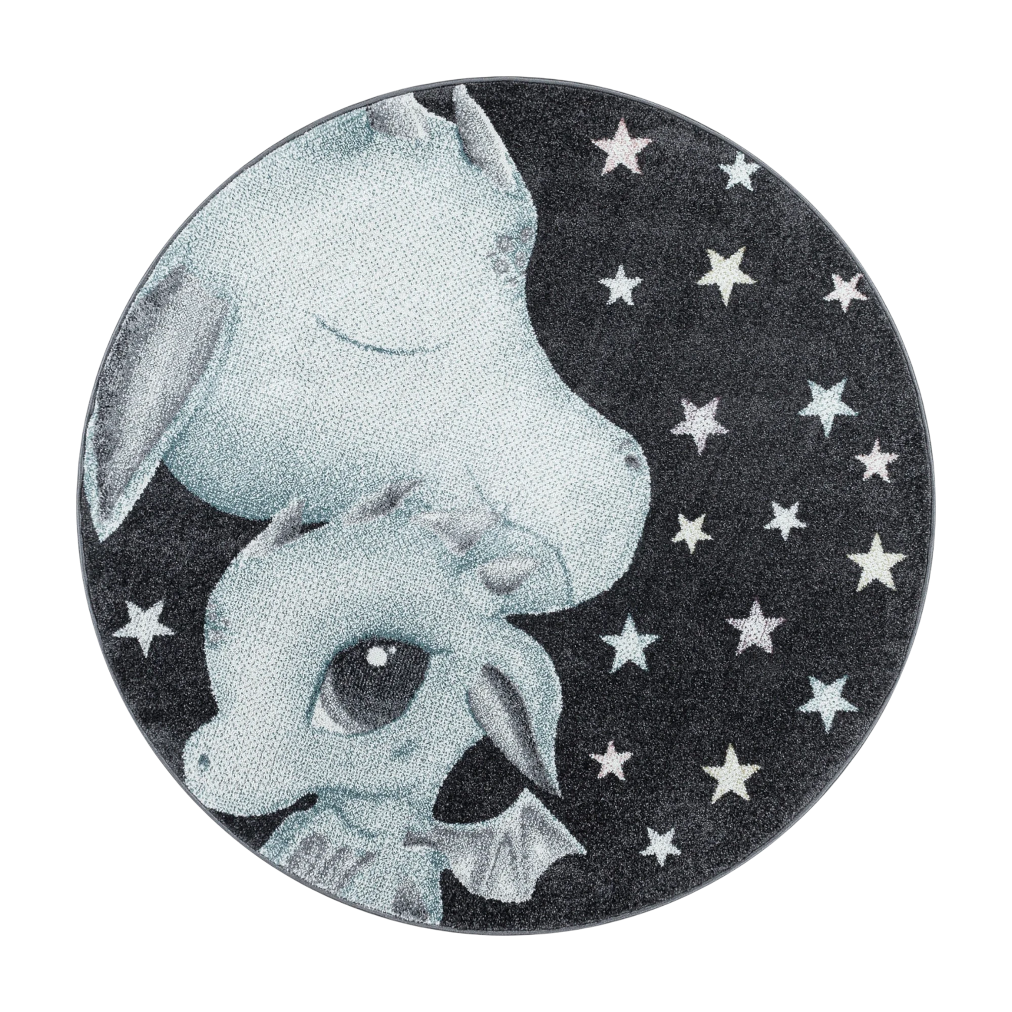 Cute Dragon Mom & Baby Nursery Kids Rug | Blue