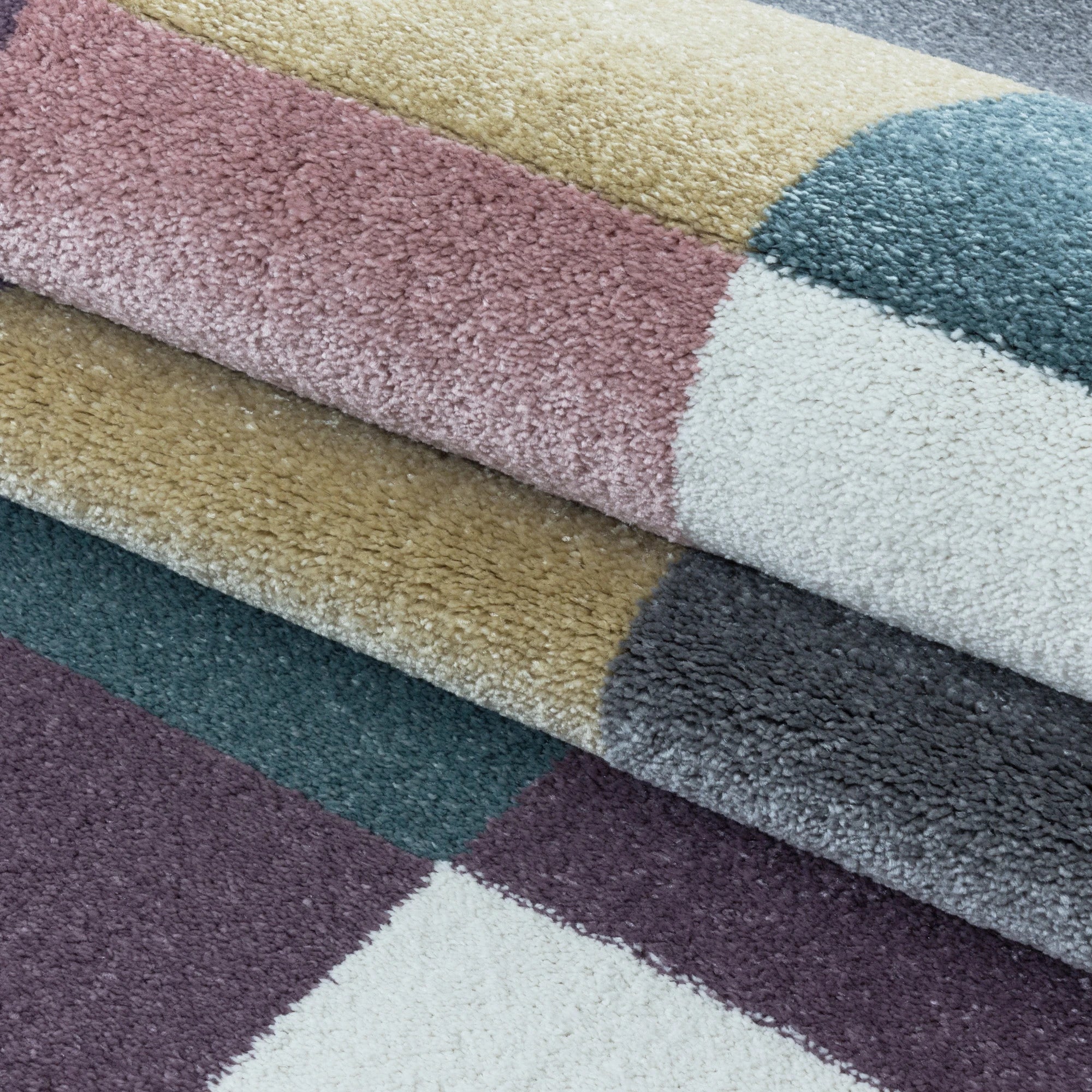 Modern Geometric Square Playroom Carpet | Multi