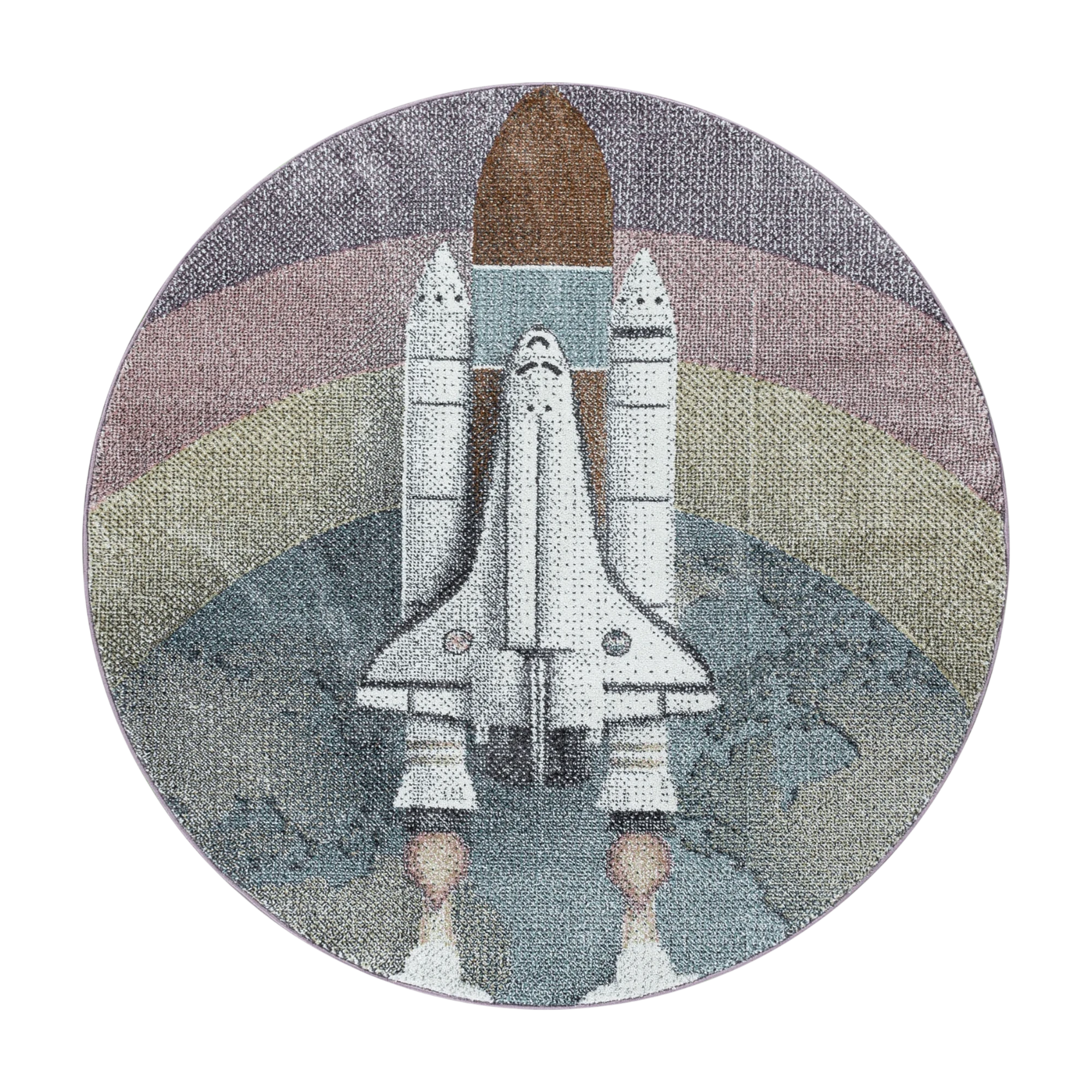 Cool Space Shuttle Launch Kids Area Rug | Multi