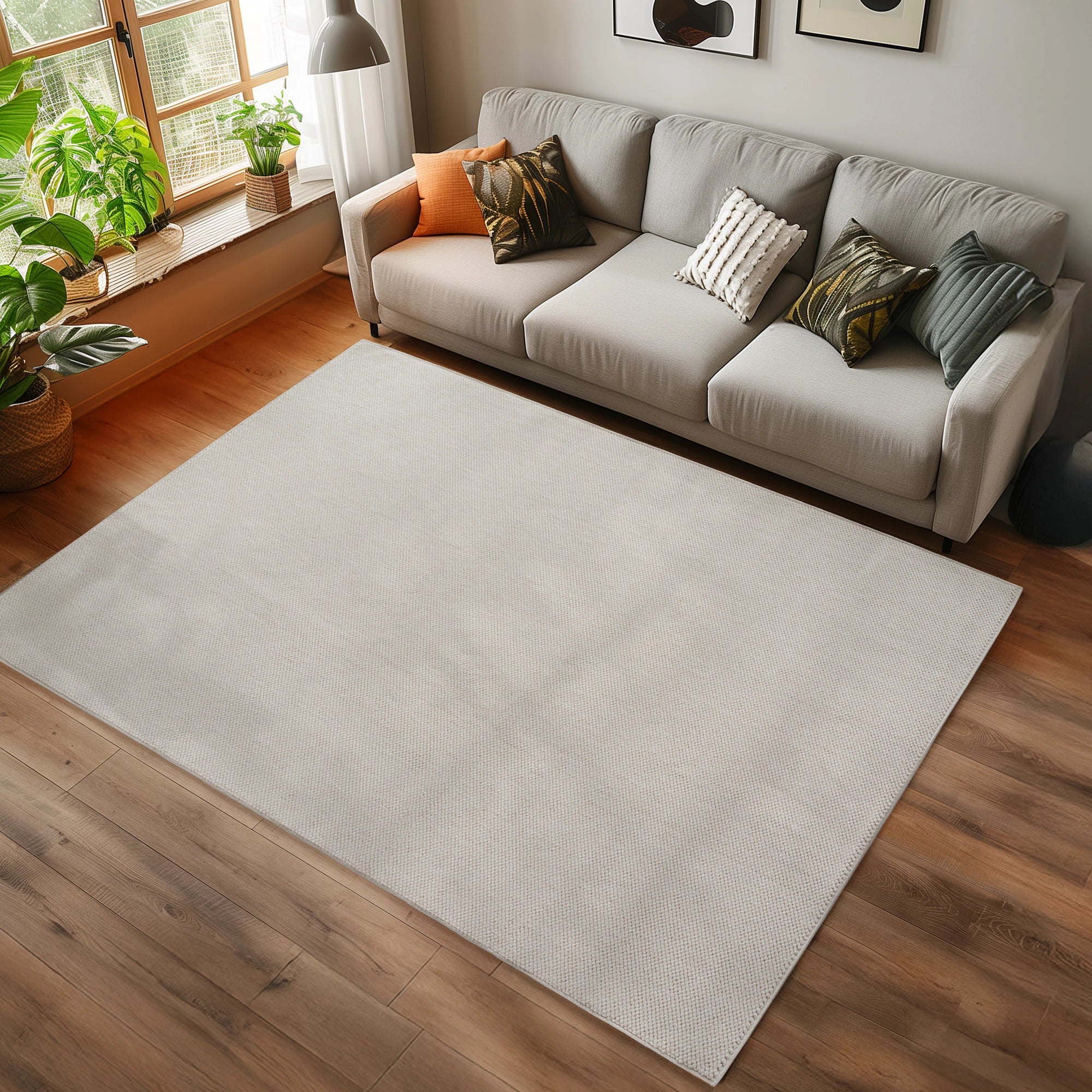 Minimalist Flatweave Jute Look Outdoor Rug | Cream