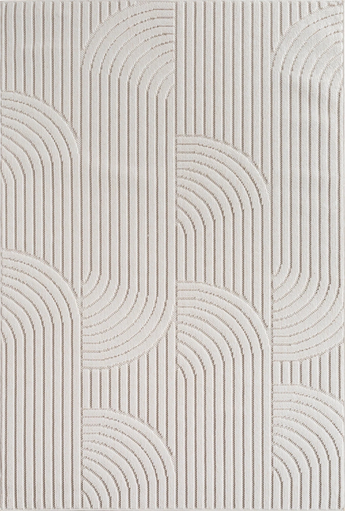 Modern Geometric Arc Pattern Rug | Cream