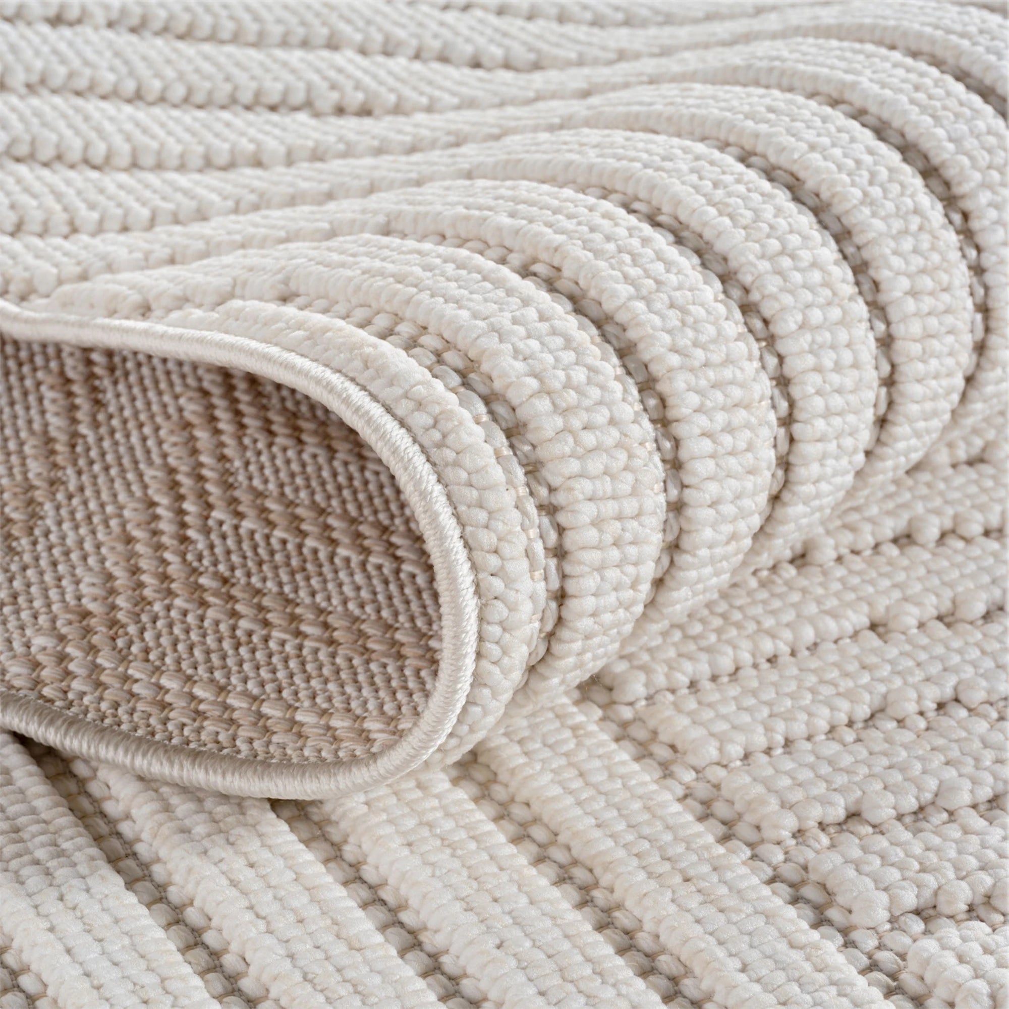 Modern Geometric Arc Pattern Rug | Cream