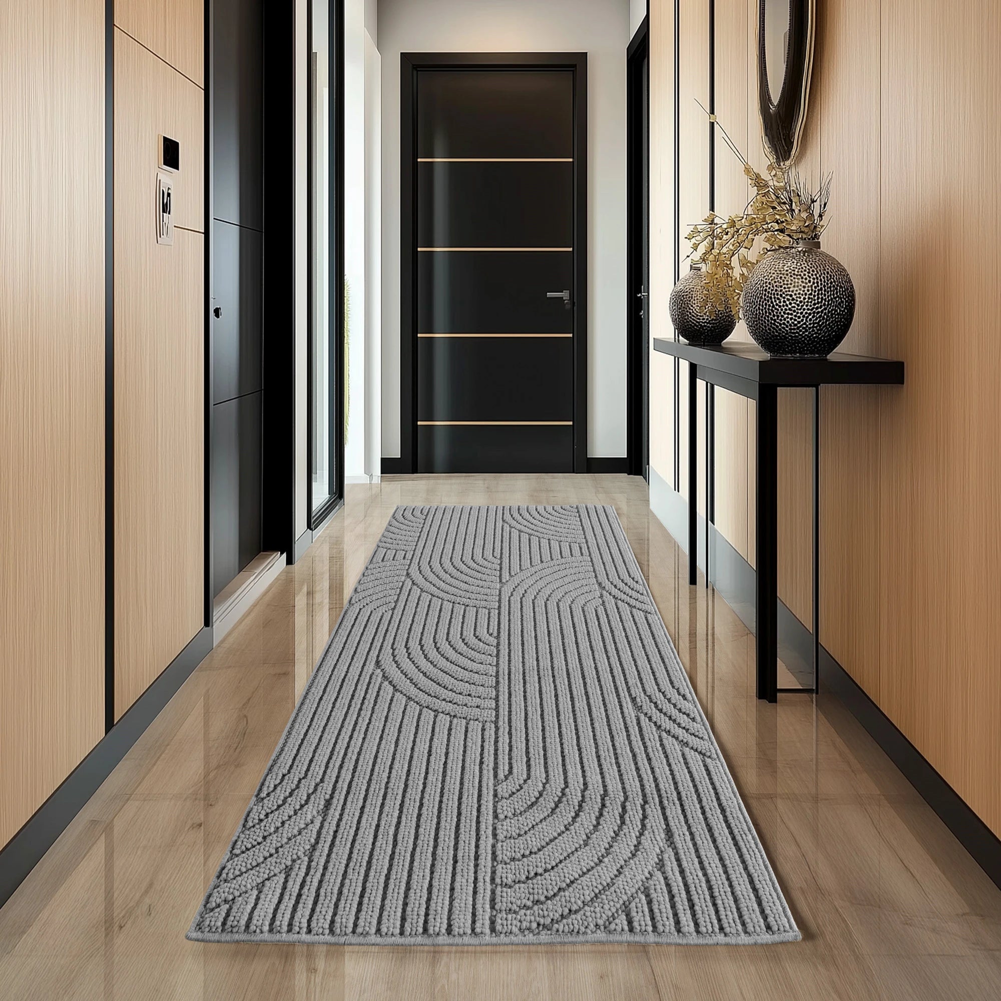 Modern Geometric Arc Pattern Rug | Gray