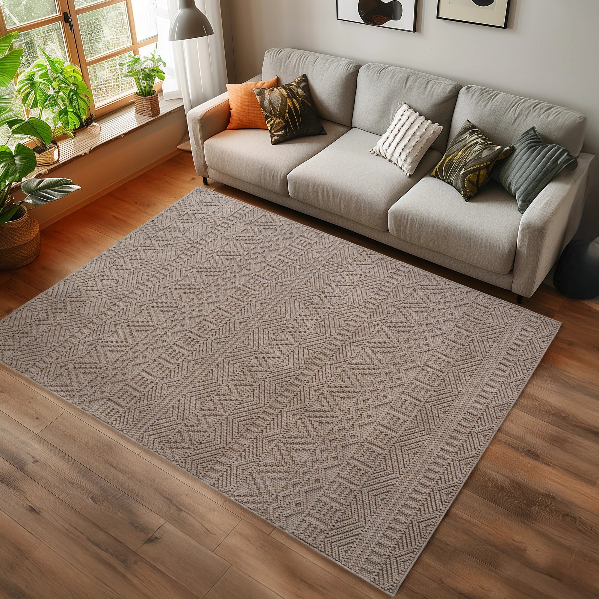 Bohemian Textured Kilim Look Rug | Beige