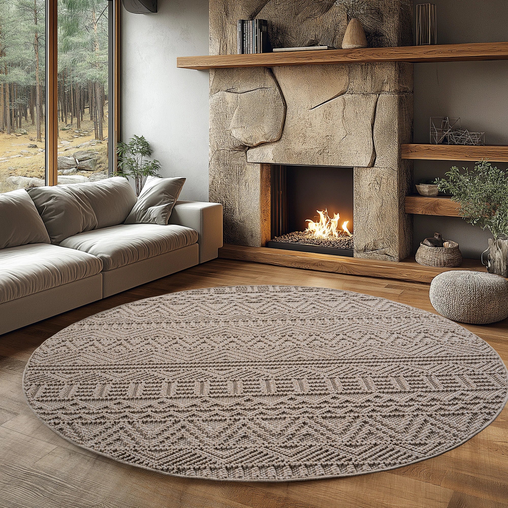 Bohemian Textured Kilim Look Rug | Beige