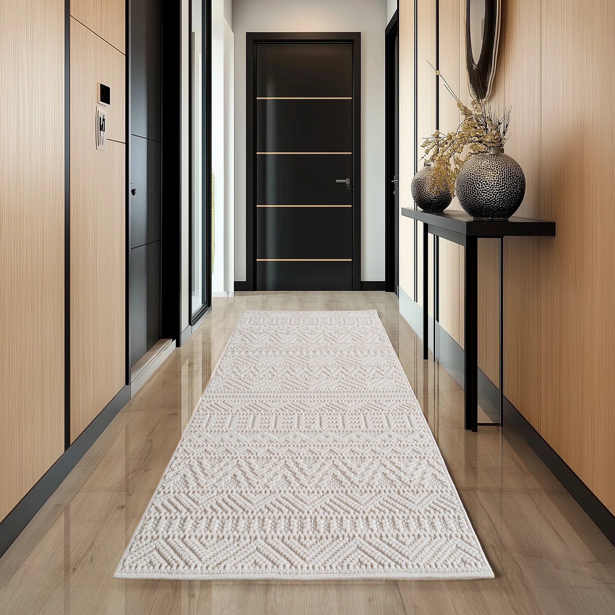 Bohemian Textured Kilim Look Rug | Cream