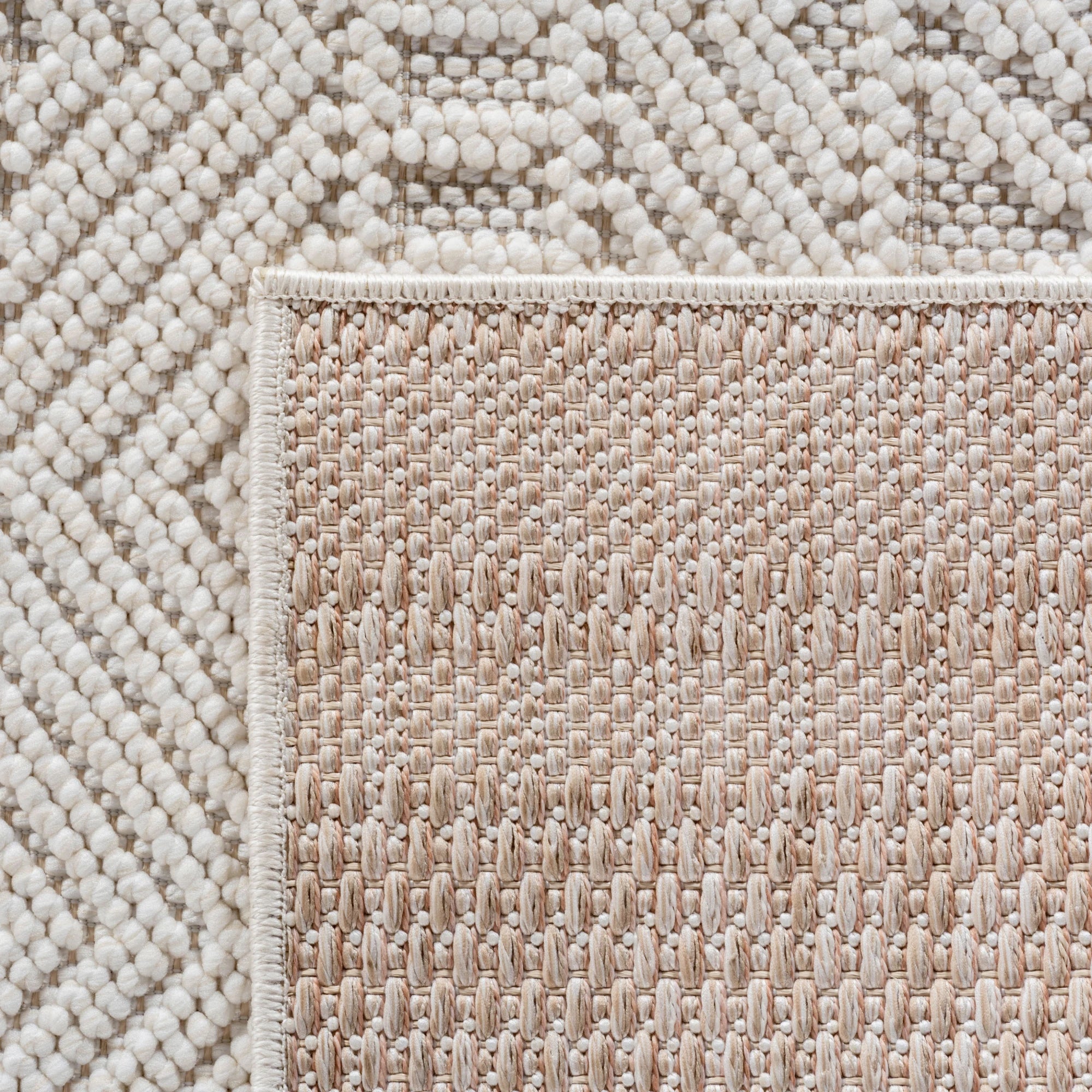 Bohemian Textured Kilim Look Rug | Cream