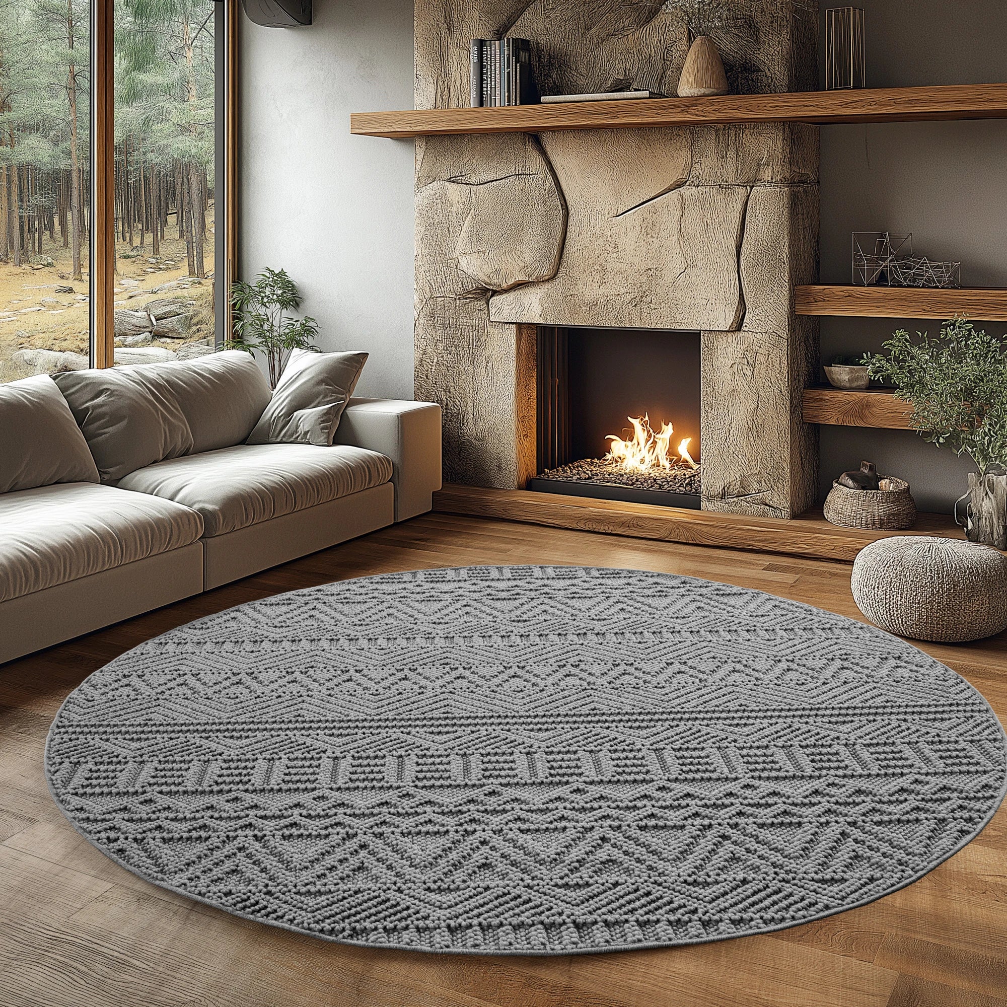 Bohemian Textured Kilim Look Rug | Gray