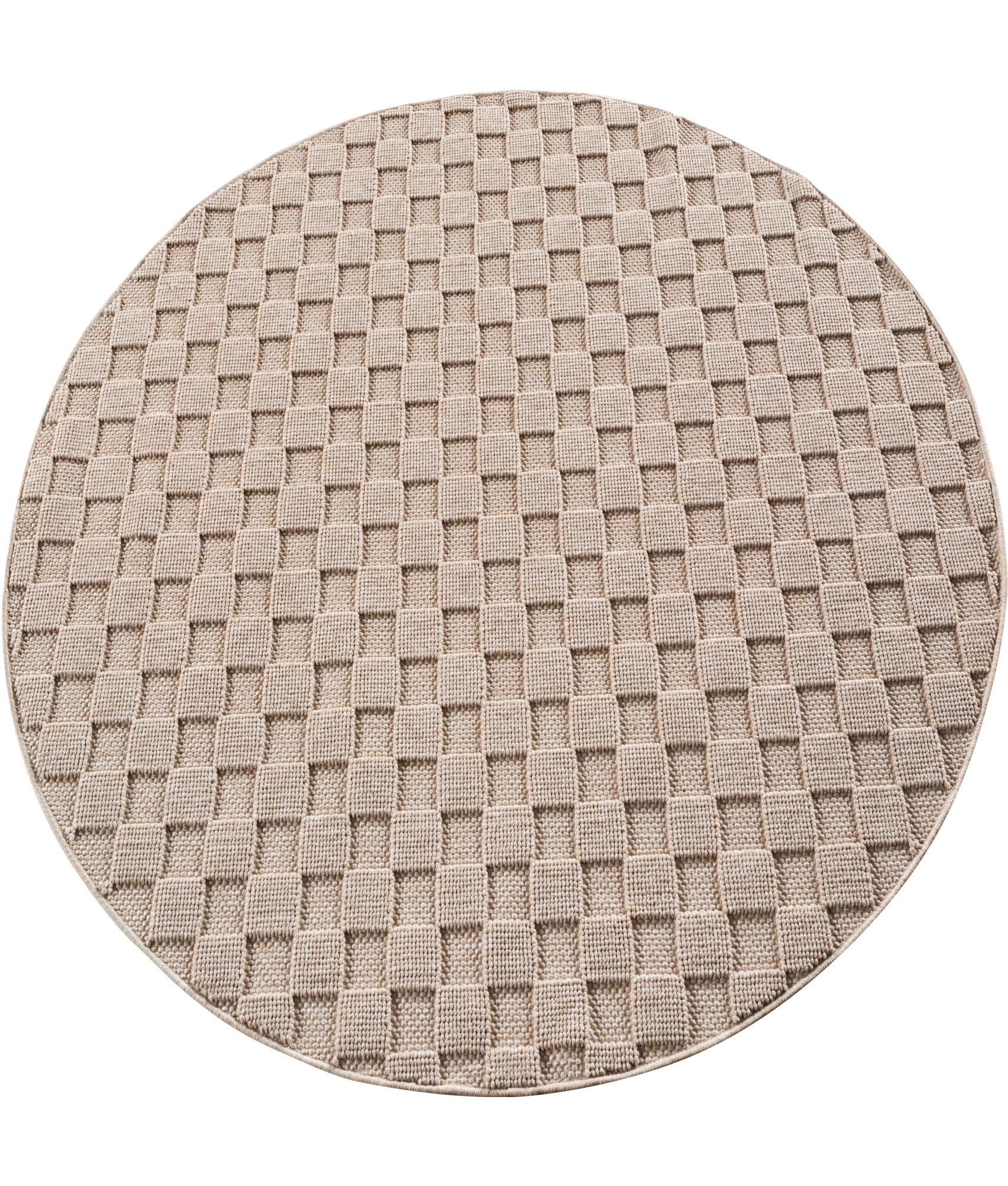 Modern Raised Square Pattern Rug | Beige