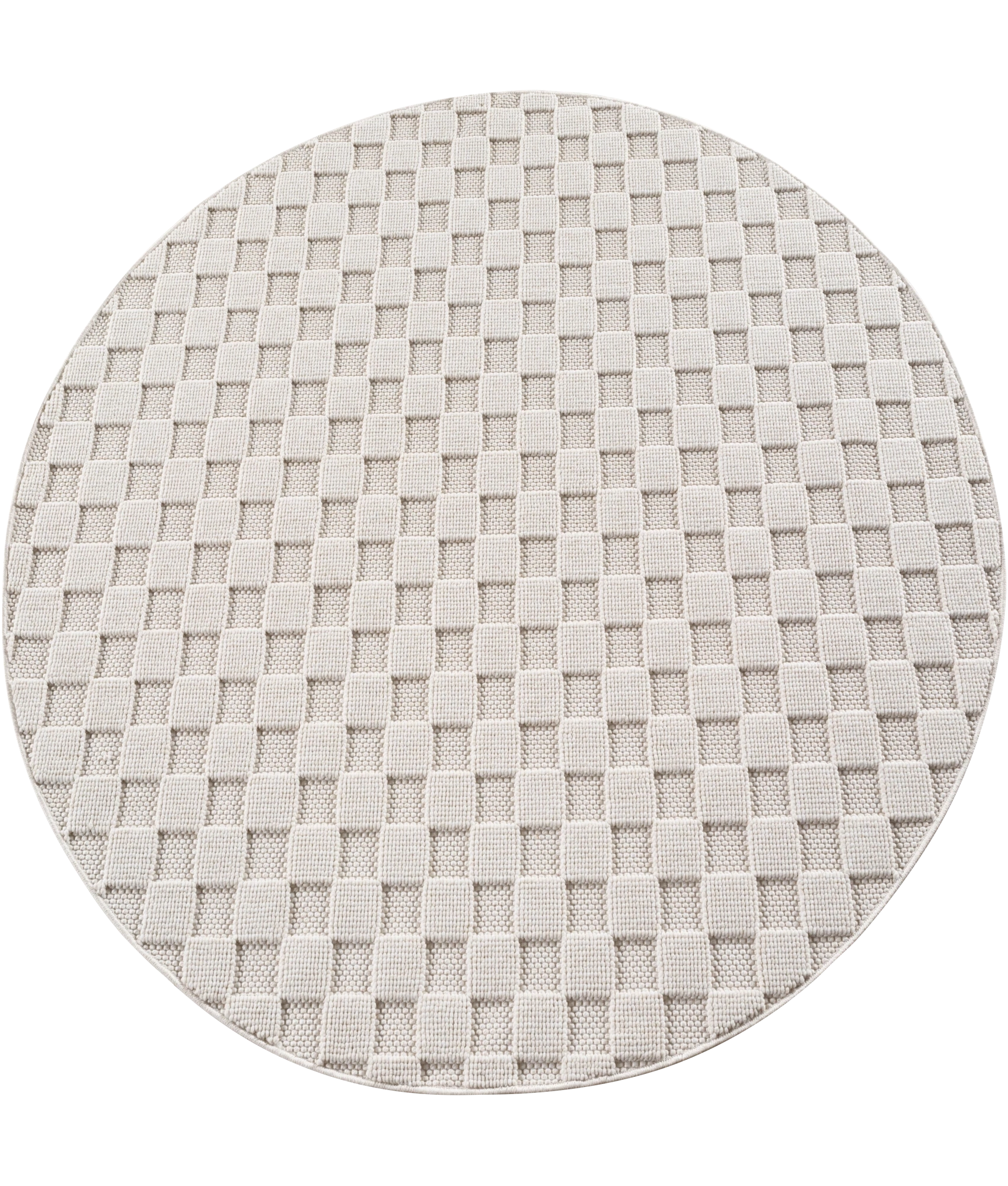 Modern Raised Square Pattern Rug | Cream